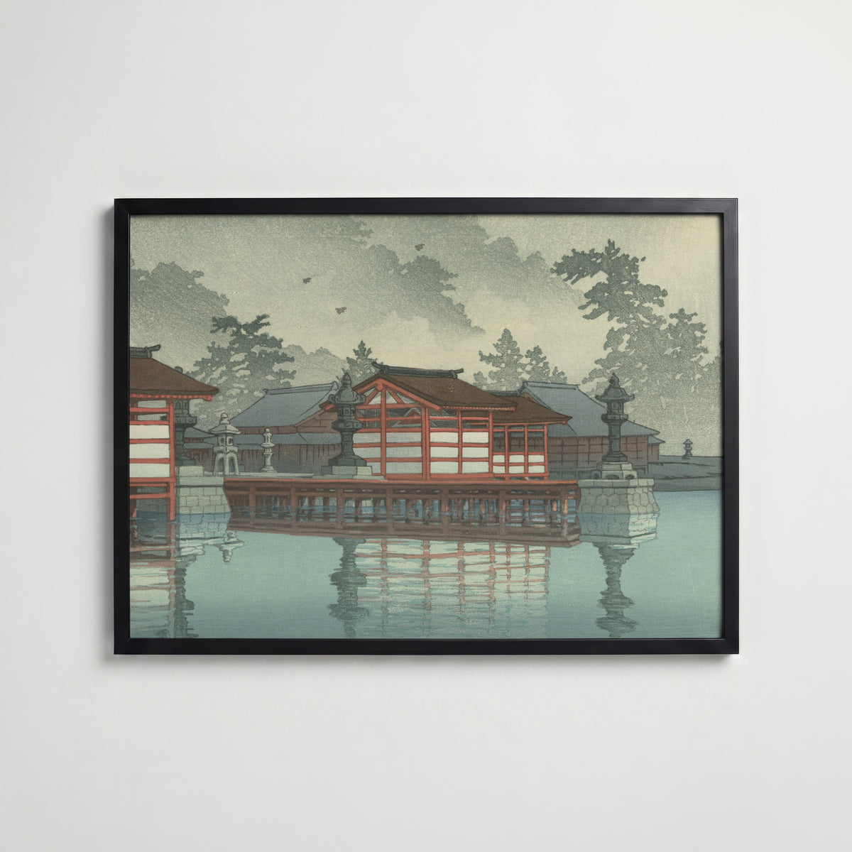 Hasui Kawase Miyajima in Mist 1947 Poster – svart ram