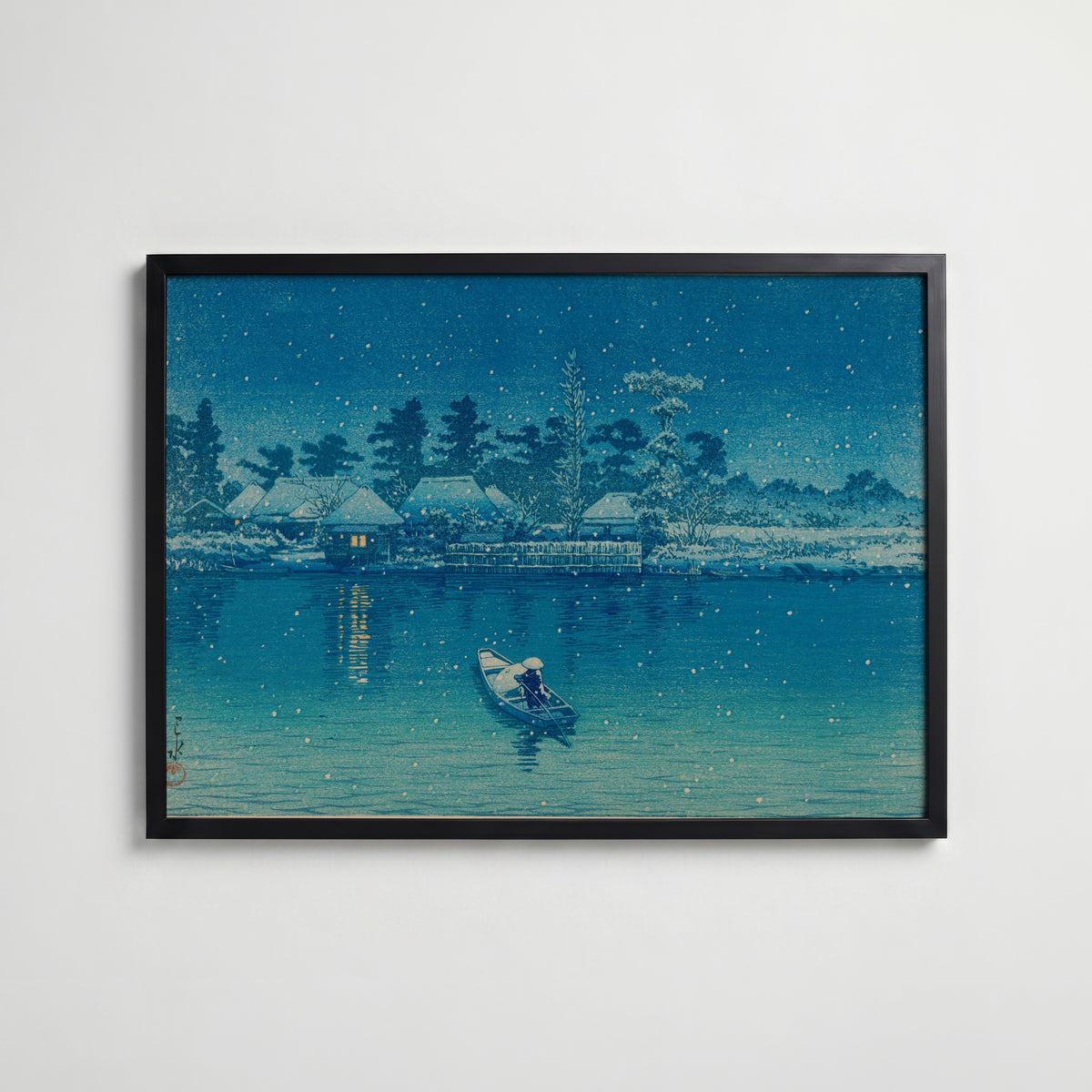 Hasui Kawase Ushibori 1930 Poster – svart ram