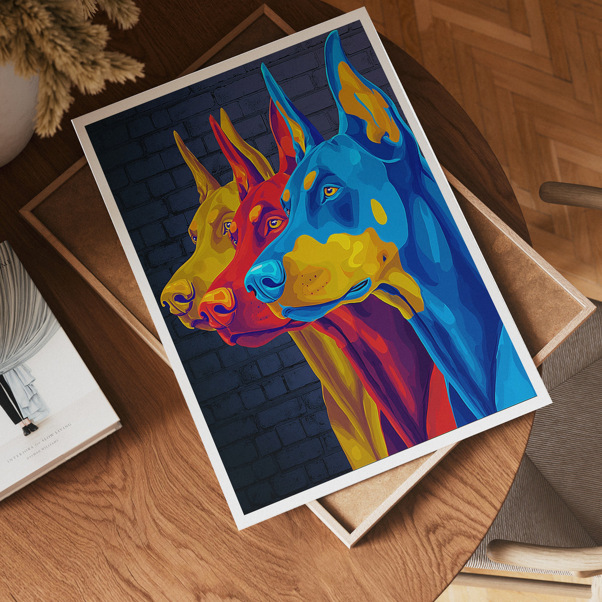 Pop Art Doberman – affisch med snyggt motiv, köp enkelt hos Bozetto i flera storlekar