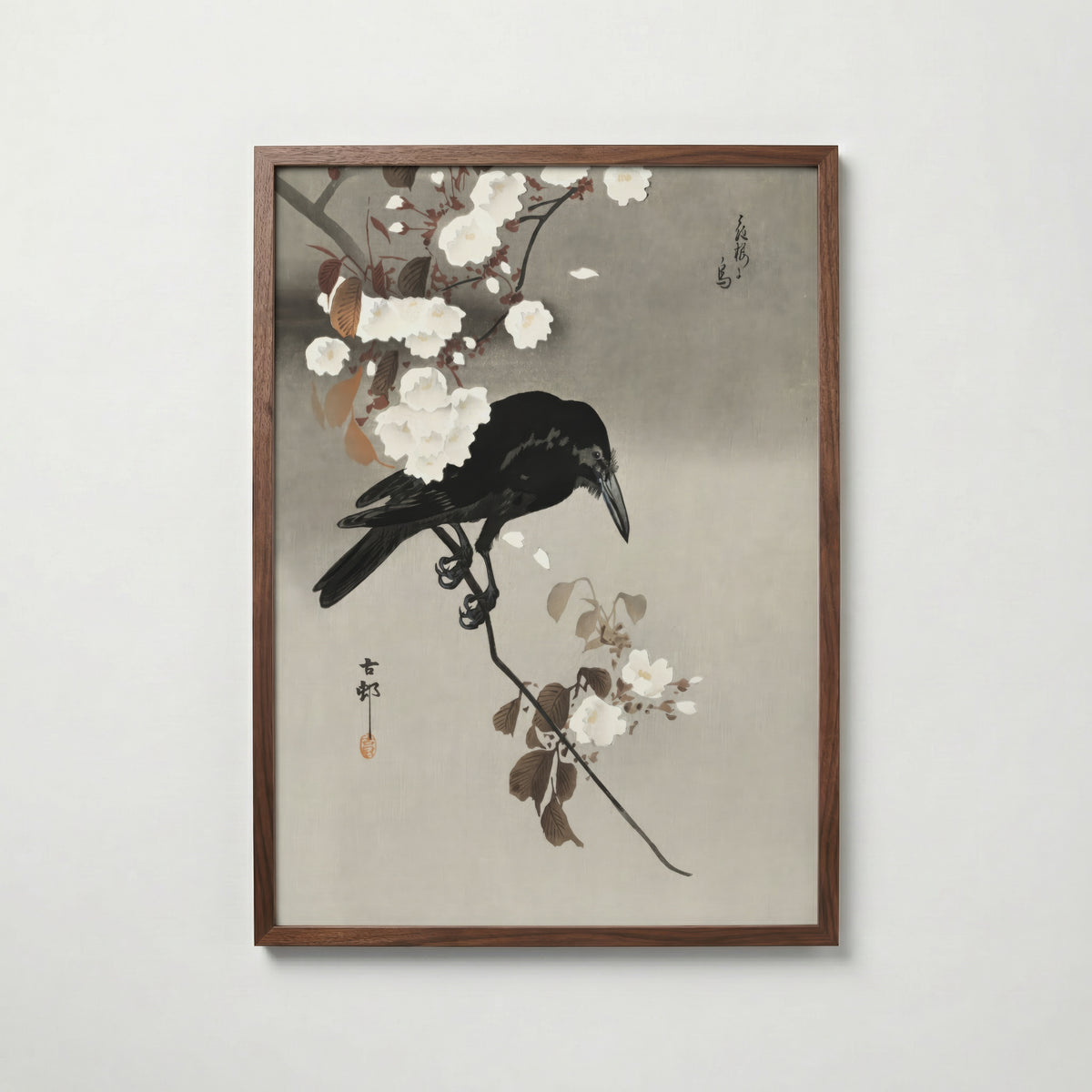 Crow and Cherry Blossom i valnötsram med mörkt trä – köp enkelt hos Bozetto i hög kvalitet