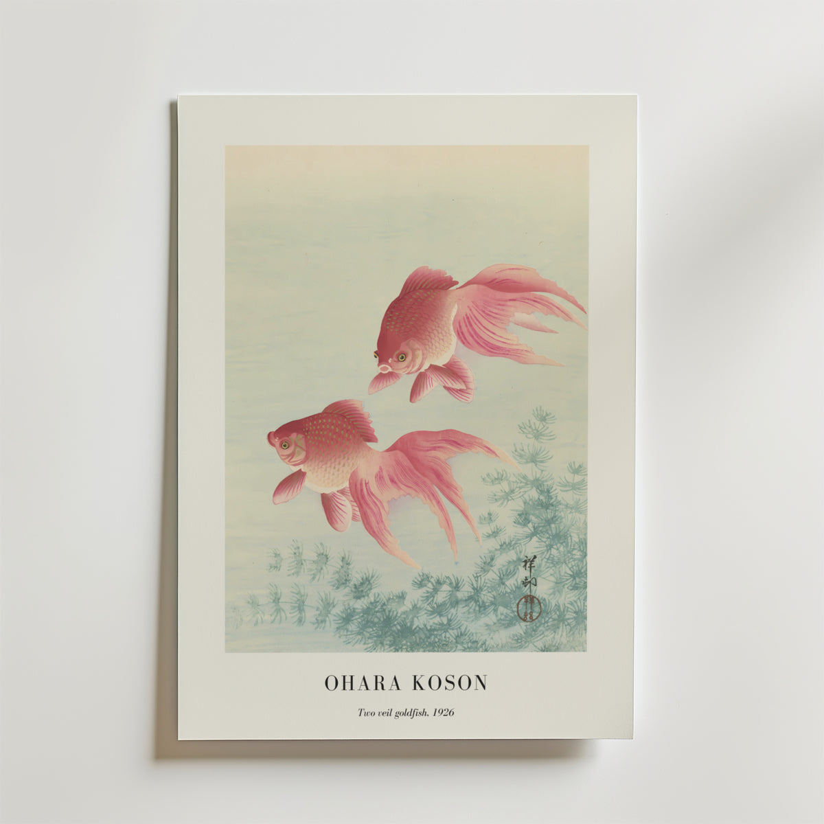 Two Veil Goldfish Ohara Koson – stilfullt konsttryck från Bozetto, tryckt på matt finpapper