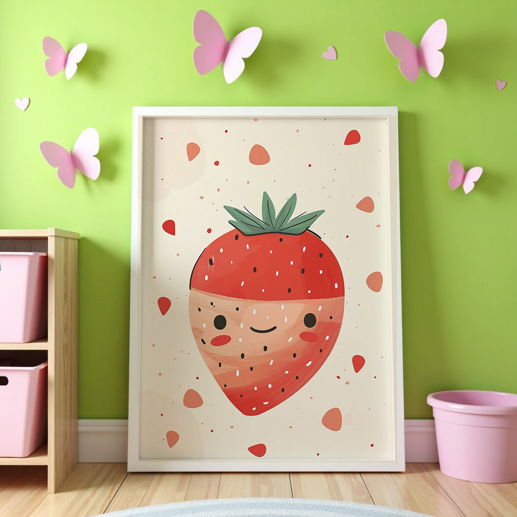 Mockup av Sweet Strawberry affisch på vägg – köp enkelt hos Bozetto i hög kvalitet
