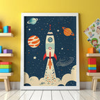 Mockup av Space Adventure affisch på vägg – köp enkelt hos Bozetto i hög kvalitet