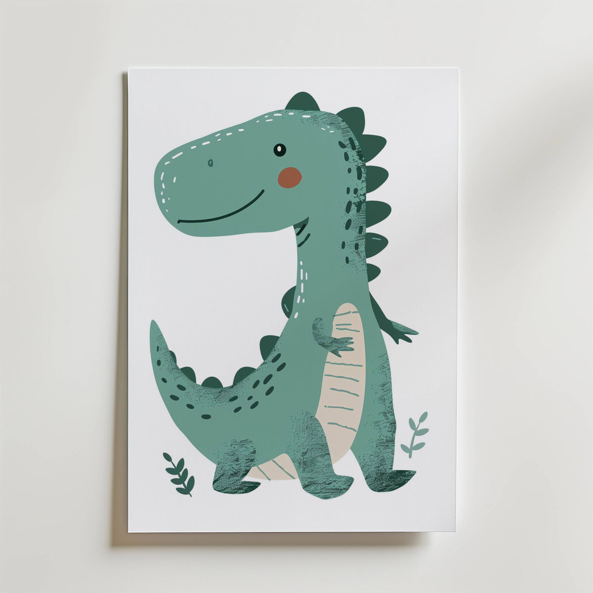Smiling Dino – stilfullt konsttryck från Bozetto, tryckt på matt finpapper i hög tryckkvalitet