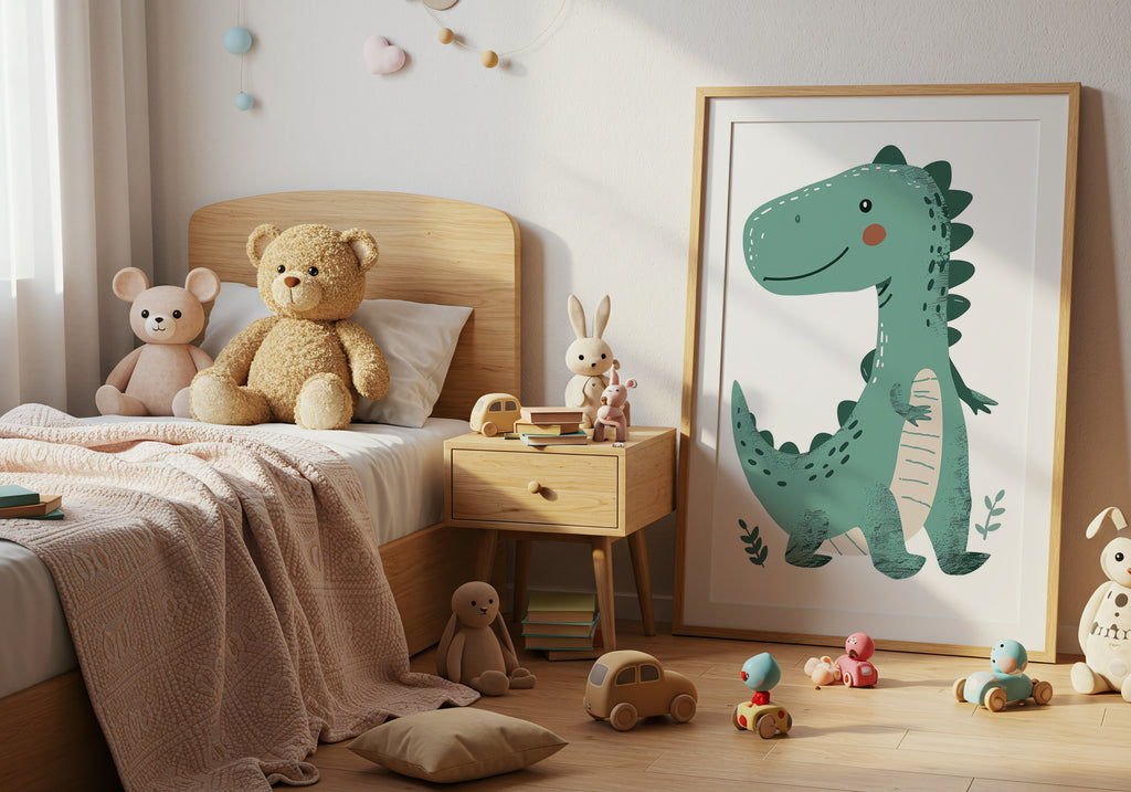 Smiling Dino poster visad rakt fram – Bozetto affisch i hög tryckkvalitet i hög tryckkvalitet