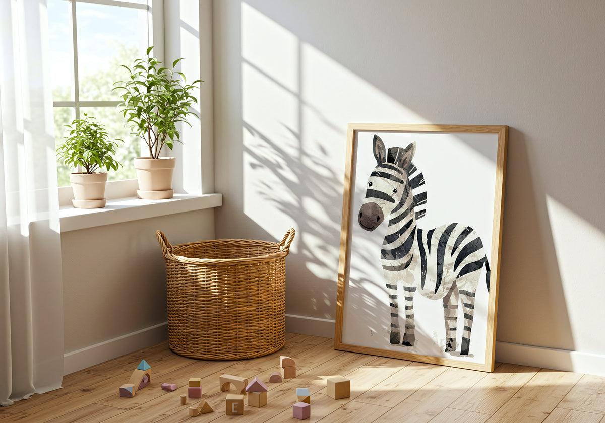 Happy Zebra poster visad rakt fram – Bozetto affisch i hög tryckkvalitet i hög tryckkvalitet