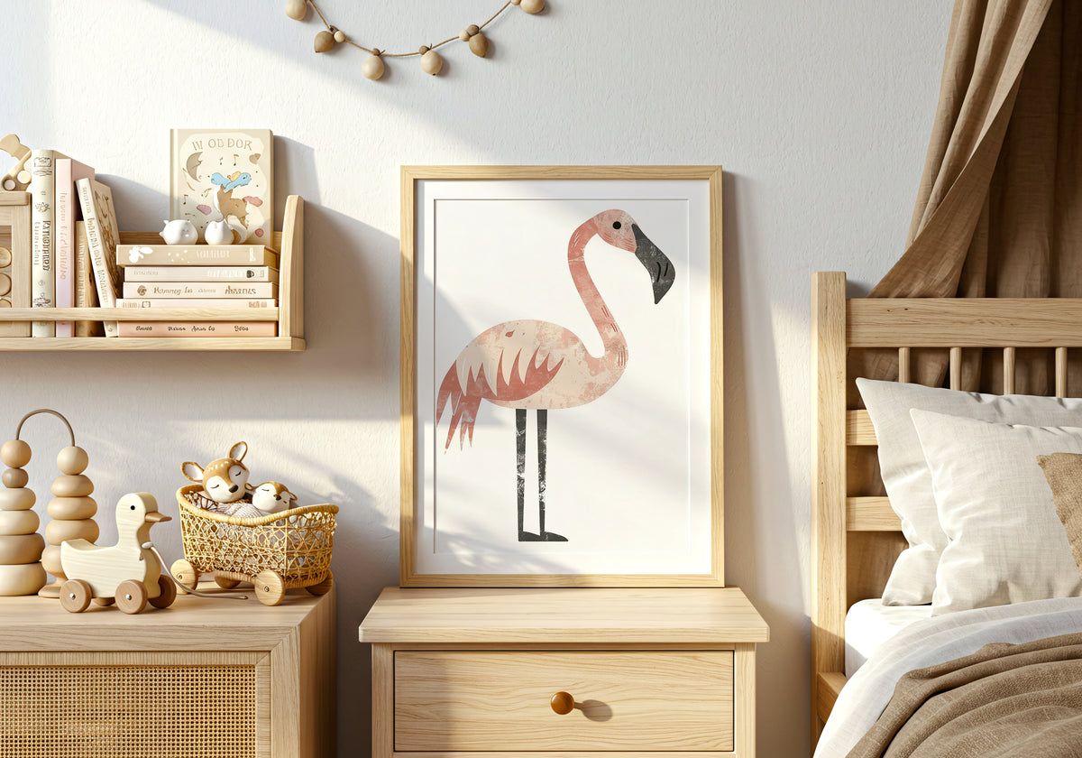 Pink Flamingo – affisch med snyggt motiv, köp enkelt hos Bozetto i flera storlekar