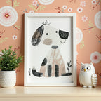 Playful Puppy poster visualiserad på vägg – se rätt storlek med mockup från Bozetto
