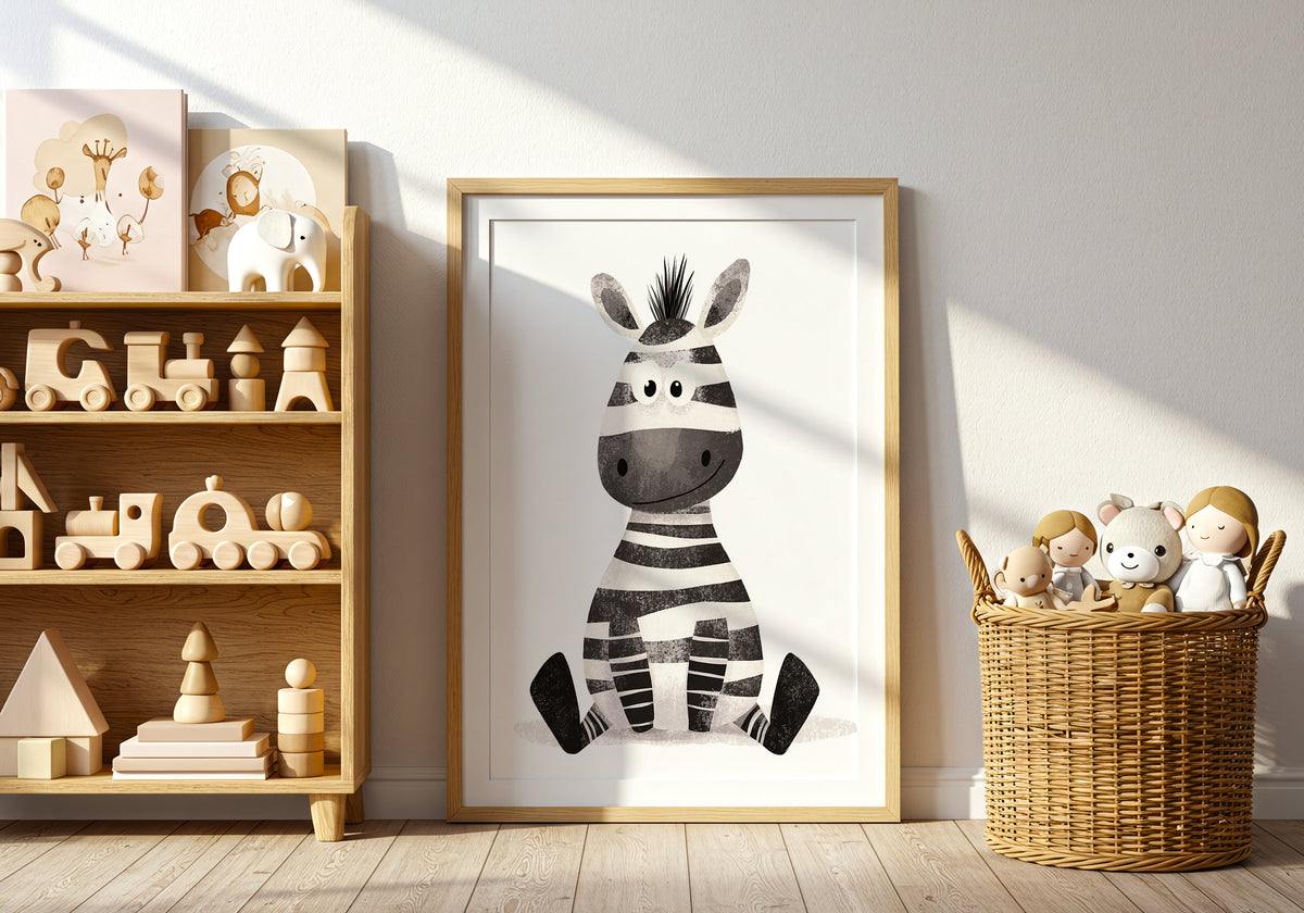 Cute Zebra – affisch med snyggt motiv, köp enkelt hos Bozetto i flera storlekar i hög tryckkvalitet