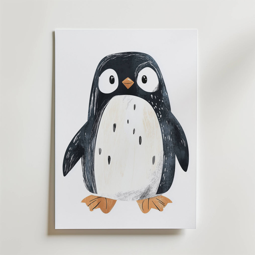 Playful Penguin – stilfullt konsttryck från Bozetto, tryckt på matt finpapper i hög tryckkvalitet