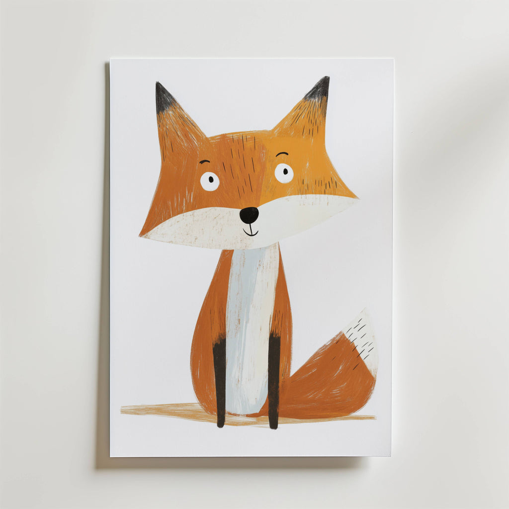 Curious Fox – stilfullt konsttryck från Bozetto, tryckt på matt finpapper i hög tryckkvalitet