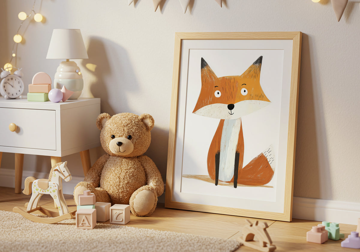 Curious Fox – affisch med snyggt motiv, köp enkelt hos Bozetto i flera storlekar