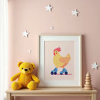 Roller Hen poster visualiserad på vägg – se rätt storlek med mockup från Bozetto