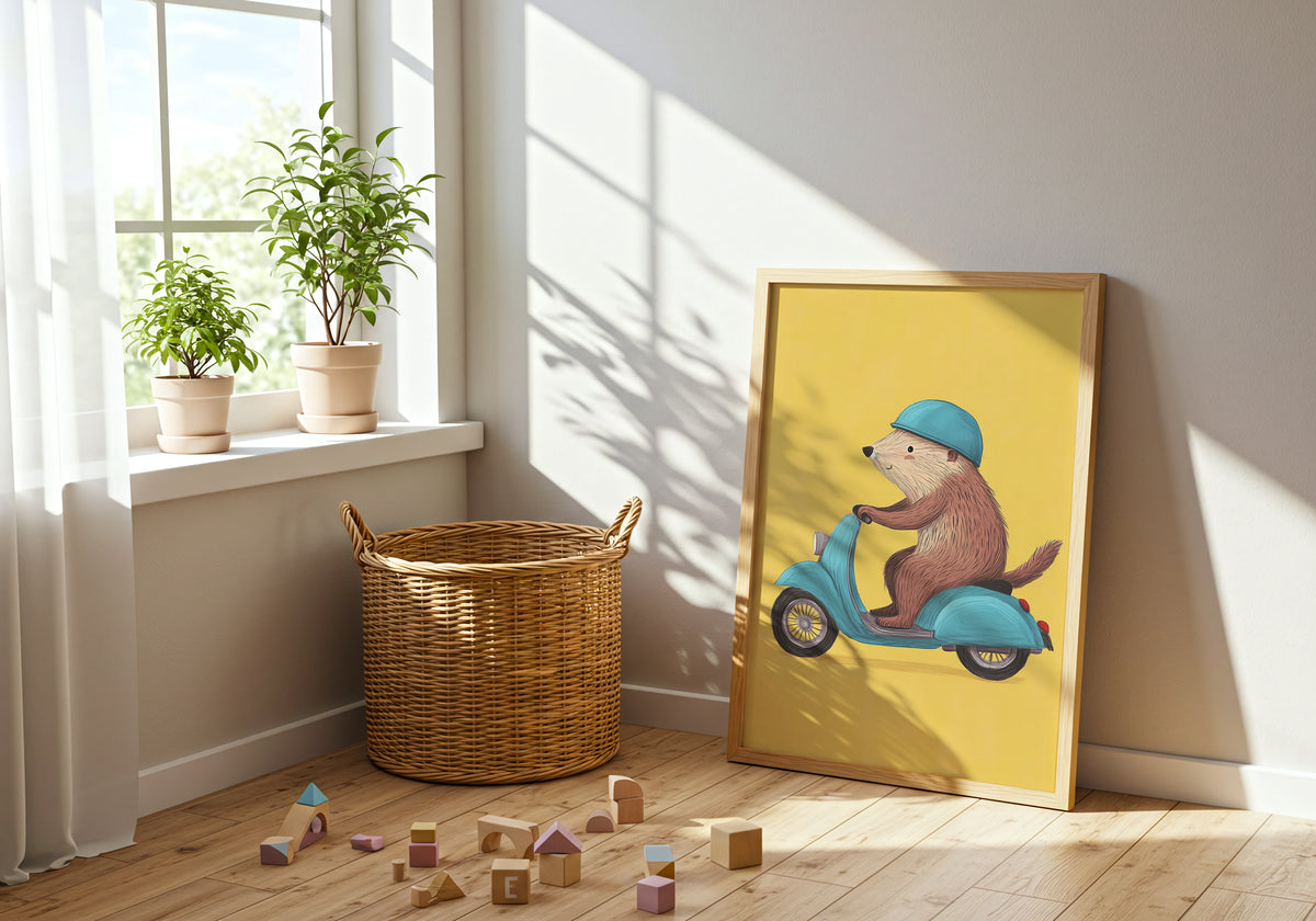 Scooter Bear poster visad rakt fram – Bozetto affisch i hög tryckkvalitet i hög tryckkvalitet