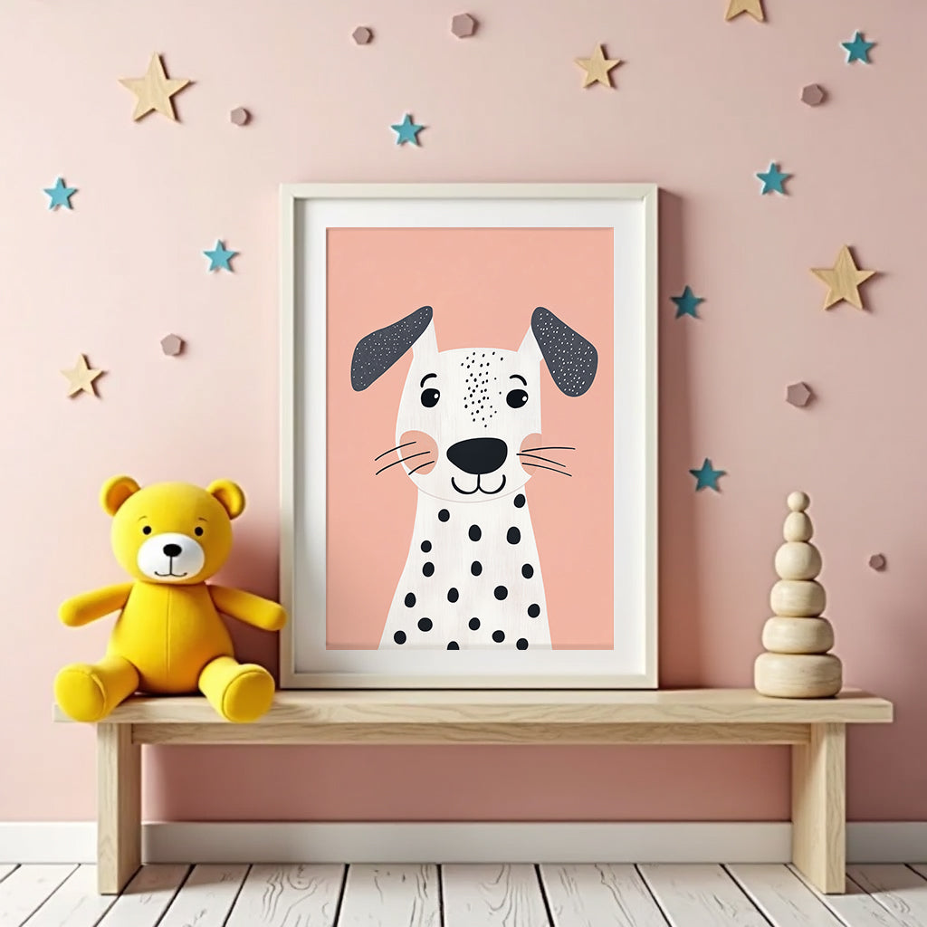 Väggmockup av Happy Pup affisch på ljus tegelvägg – Bozetto konsttryck i hög tryckkvalitet