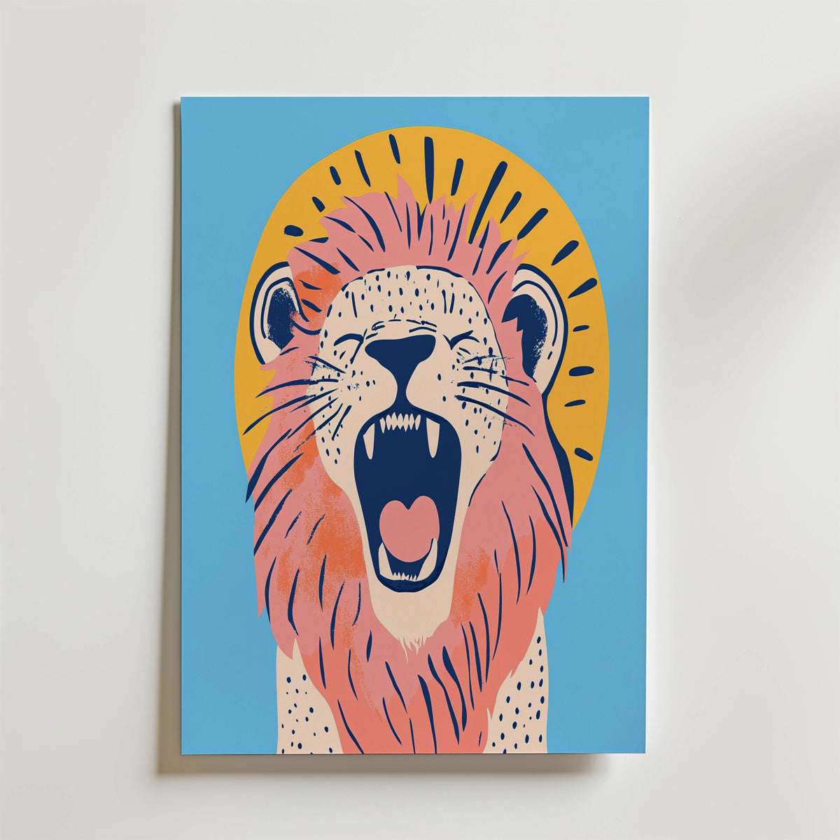Roaring Lion – stilfullt konsttryck från Bozetto, tryckt på matt finpapper i hög tryckkvalitet