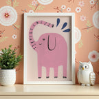 Väggmockup av Pink Elephant affisch på ljus tegelvägg – Bozetto konsttryck i hög tryckkvalitet