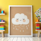 Väggmockup av Dreamy Cloud affisch på ljus tegelvägg – Bozetto konsttryck i hög tryckkvalitet