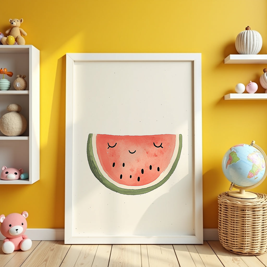 Mockup av Sweet Watermelon affisch på vägg – köp enkelt hos Bozetto i hög kvalitet