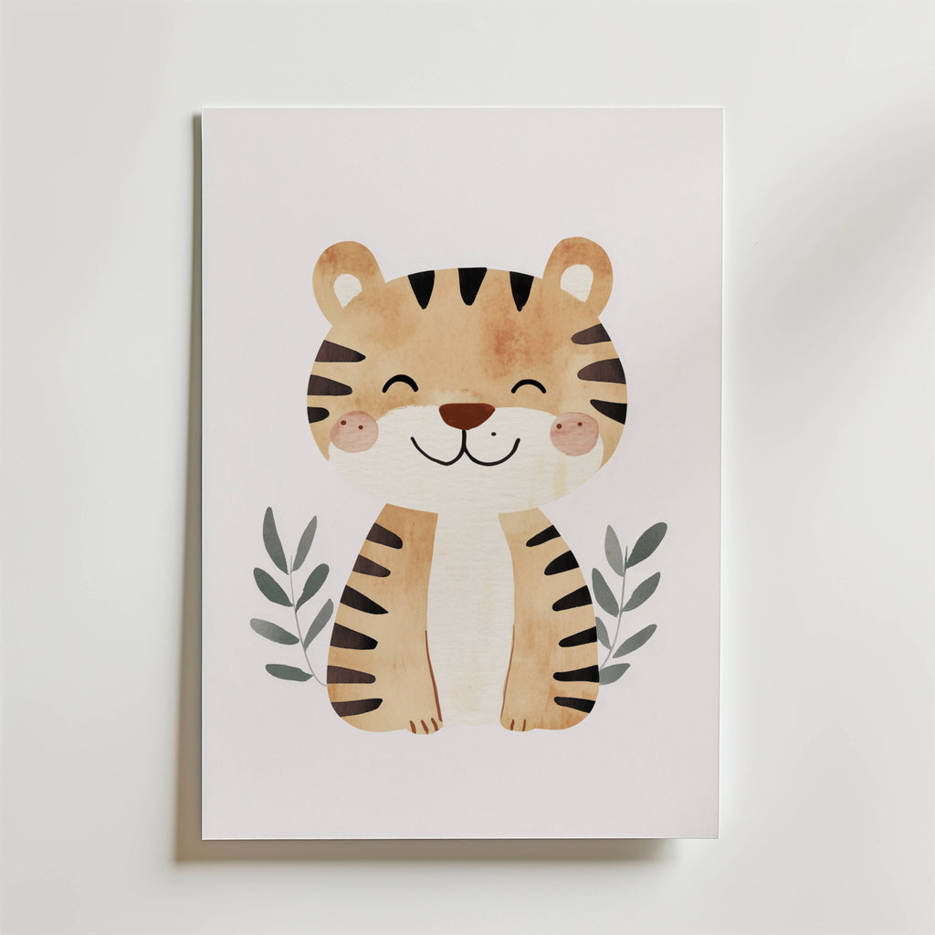 Happy Tiger – stilfullt konsttryck från Bozetto, tryckt på matt finpapper i hög tryckkvalitet