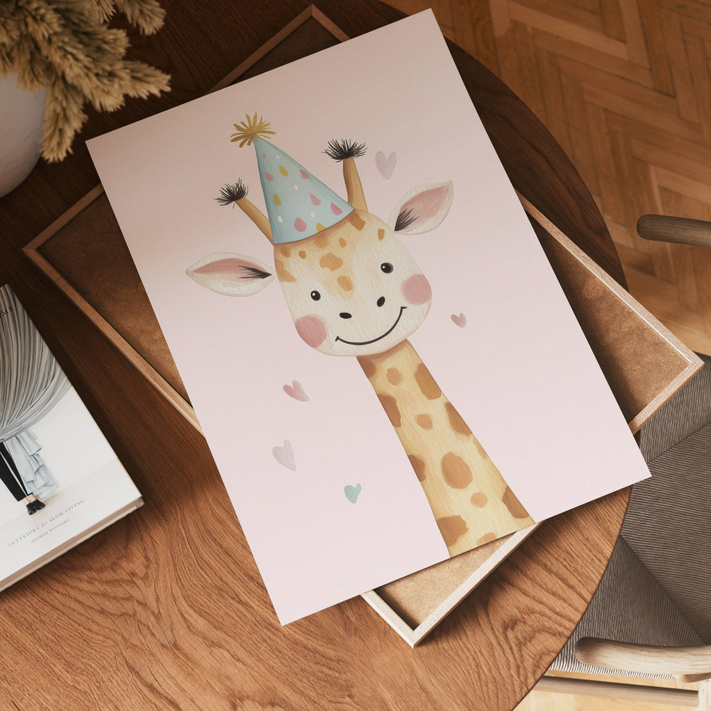 Party Giraffe – affisch med snyggt motiv, köp enkelt hos Bozetto i flera storlekar