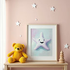 Mockup av Smiling Starfish affisch på vägg – köp enkelt hos Bozetto i hög kvalitet