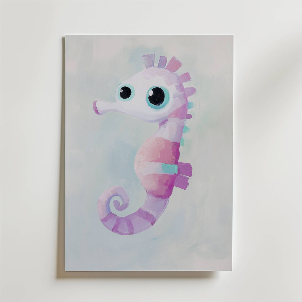 Pastel Seahorse – stilfullt konsttryck från Bozetto, tryckt på matt finpapper i hög tryckkvalitet