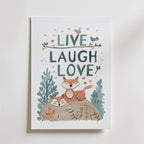 Live Laugh Love – stilfullt konsttryck från Bozetto, tryckt på matt finpapper i hög tryckkvalitet