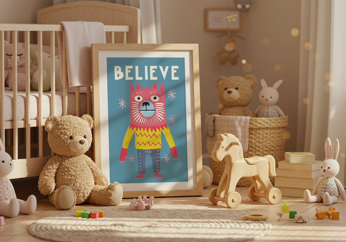 Believe Monster poster visad rakt fram – Bozetto affisch i hög tryckkvalitet i hög tryckkvalitet