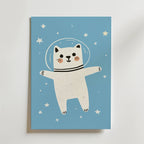 Space Cat – stilfullt konsttryck från Bozetto, tryckt på matt finpapper i hög tryckkvalitet