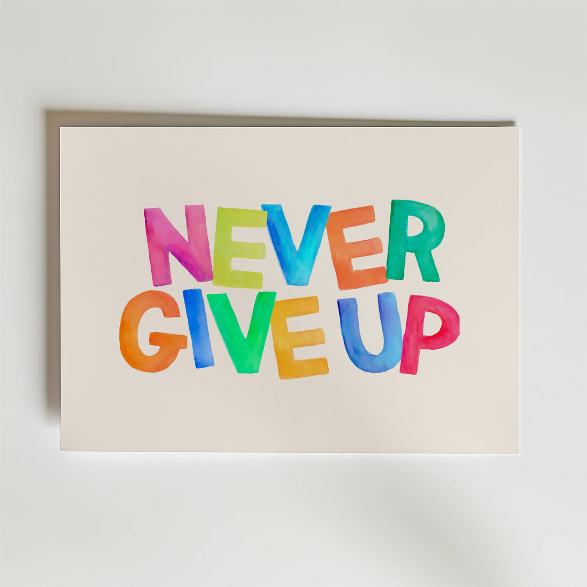 Never Give Up – stilfullt konsttryck från Bozetto, tryckt på matt finpapper i hög tryckkvalitet