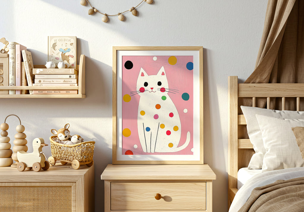 Polka Cat – affisch med snyggt motiv, köp enkelt hos Bozetto i flera storlekar i hög tryckkvalitet