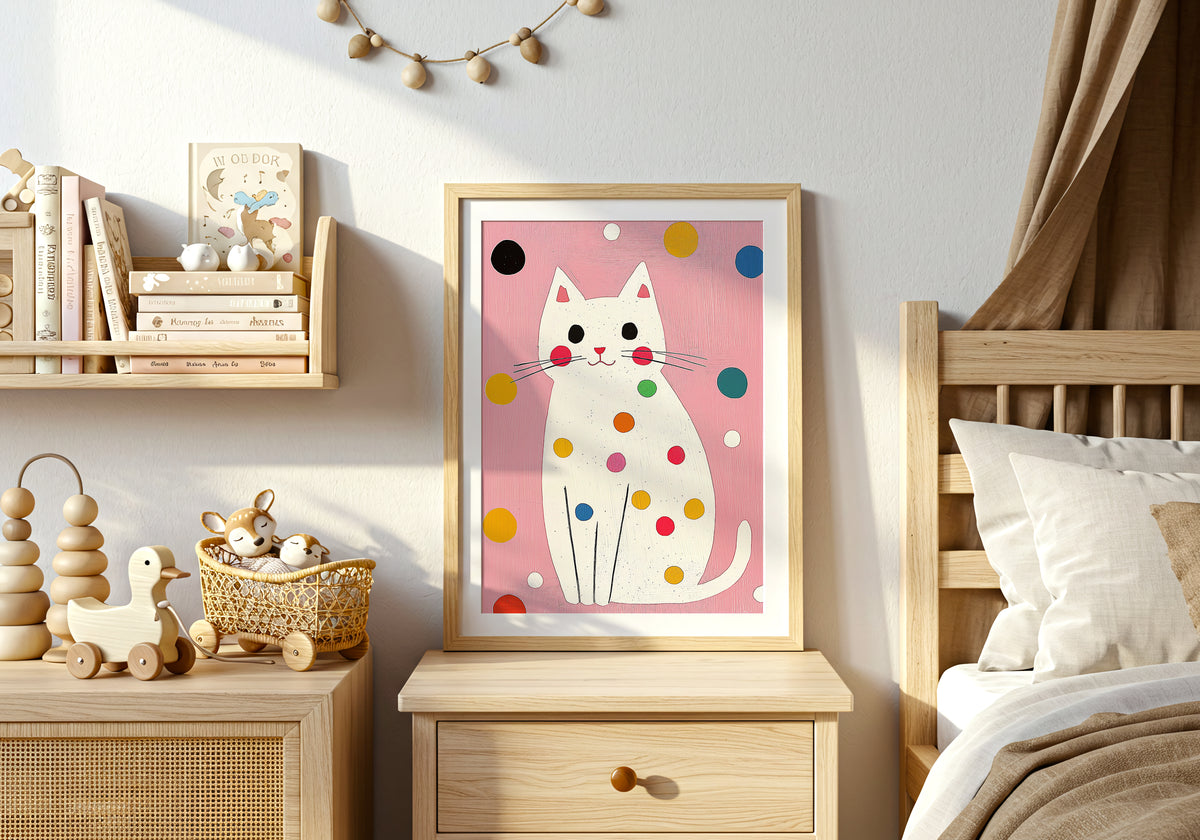 Polka Cat – affisch med snyggt motiv, köp enkelt hos Bozetto i flera storlekar i hög tryckkvalitet