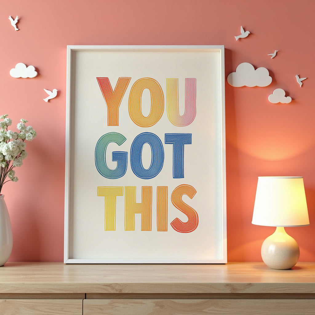 Väggmockup av You Got This affisch på ljus tegelvägg – Bozetto konsttryck i hög tryckkvalitet