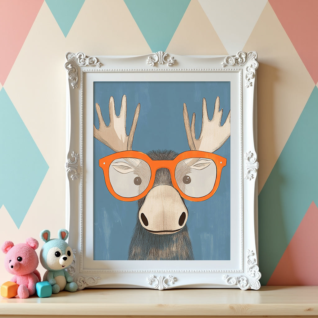 Väggmockup av Cool Moose affisch på ljus tegelvägg – Bozetto konsttryck i hög tryckkvalitet