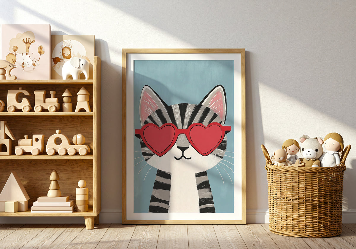 Cool Cat Love – affisch med snyggt motiv, köp enkelt hos Bozetto i flera storlekar