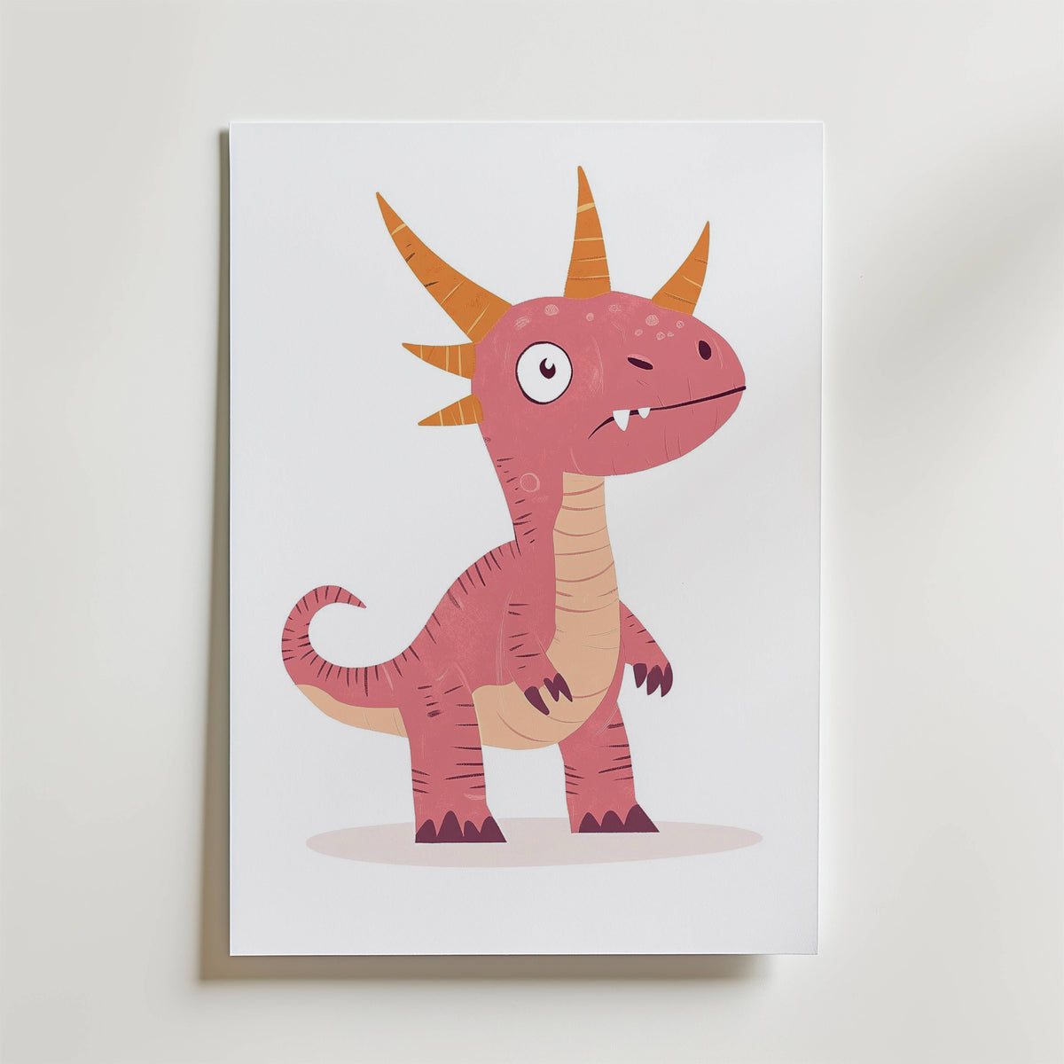 Pink Dino – stilfullt konsttryck från Bozetto, tryckt på matt finpapper i hög tryckkvalitet