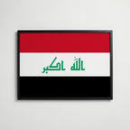 Iraq National Flag Poster i svart ram – stilren konsttryck som väggdekor från Bozetto