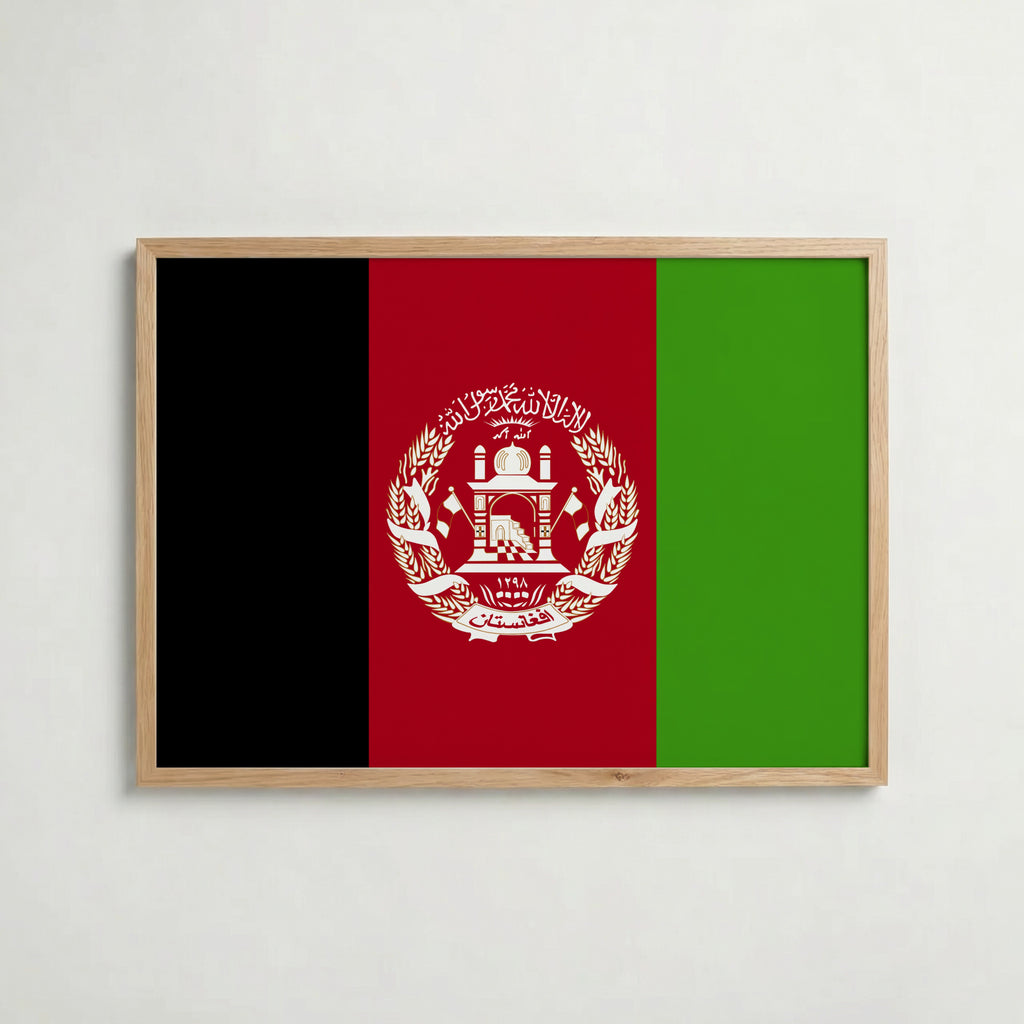 Afghanistan National Flag Poster i ekram – inramad konsttryck för stilren inredning hos Bozetto