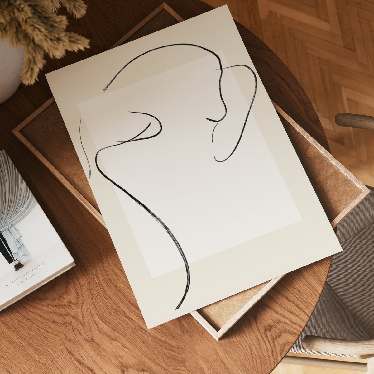 Minimal Nude Line Art poster visad rakt fram – Bozetto affisch i hög tryckkvalitet