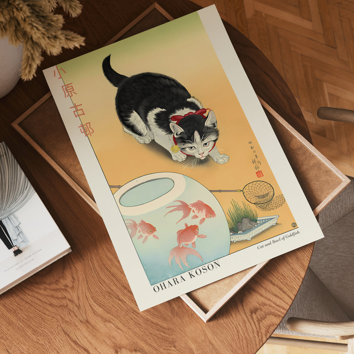 Cat and Bowl of Goldfish – affisch med stilfullt motiv från Bozetto i hög kvalitet