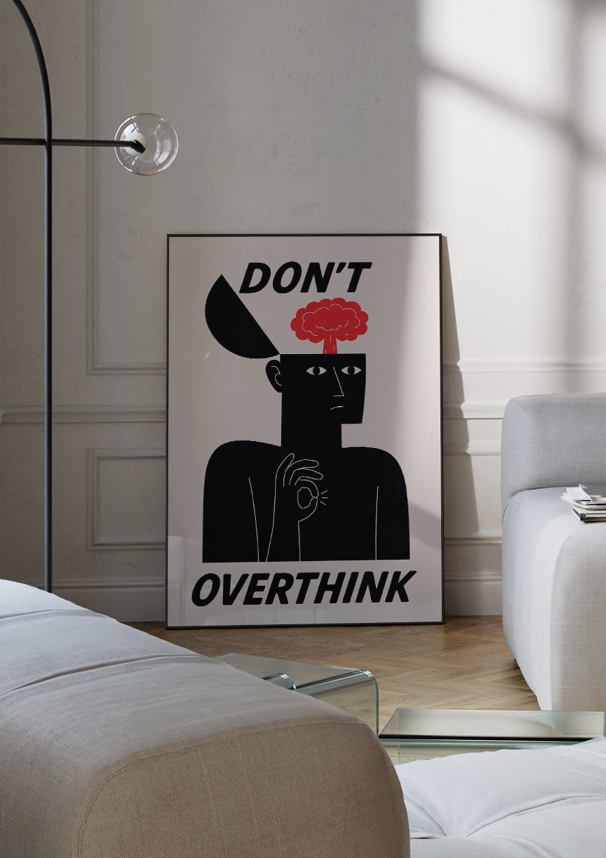 Don’t Overthink poster visad rakt fram – Bozetto affisch i hög tryckkvalitet i hög tryckkvalitet
