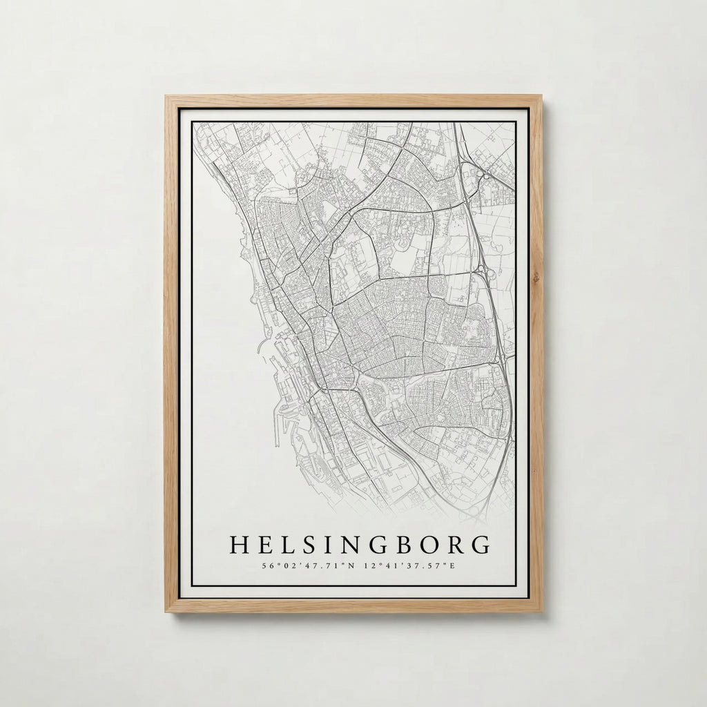 Helsingborg Karta poster i olika storlekar – köp enkelt hos Bozetto i hög kvalitet