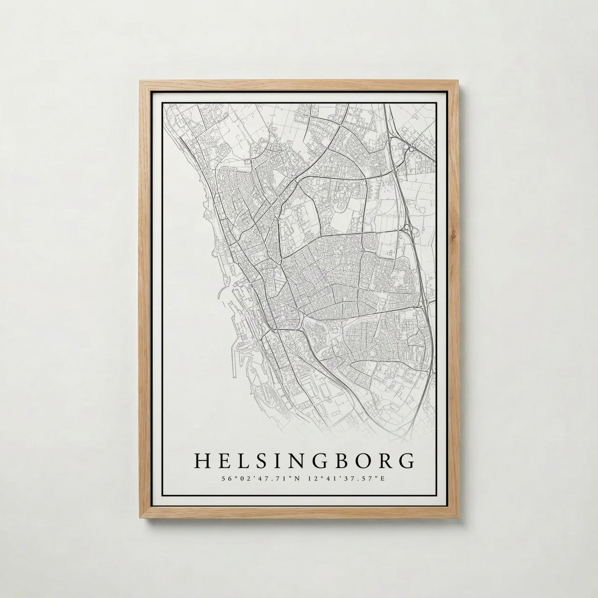 Helsingborg Karta poster i olika storlekar – köp enkelt hos Bozetto i hög kvalitet