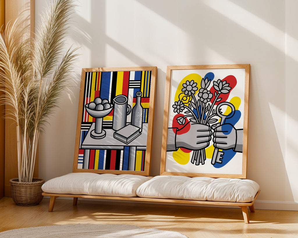 Fernand Leger Hands and Flowers Poster – två posters i rum 3