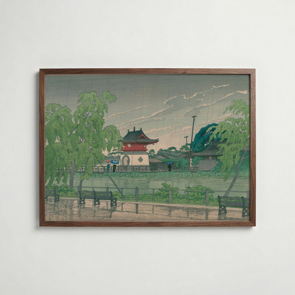 Hasui Kawase Shinobazu Pond in Rain 1929 Poster – valnötsram