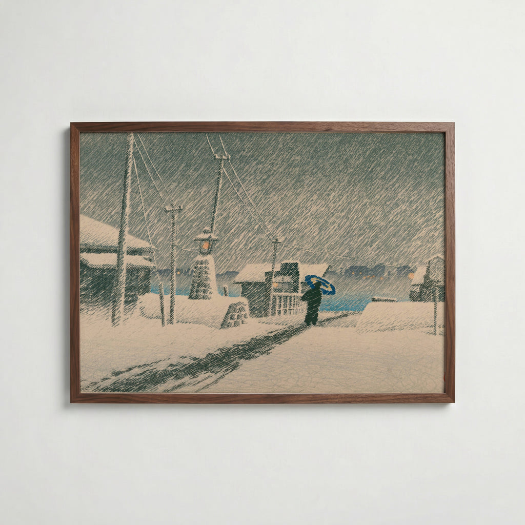 Hasui Kawase Snow at Tsukishima 1930 Poster – valnötsram