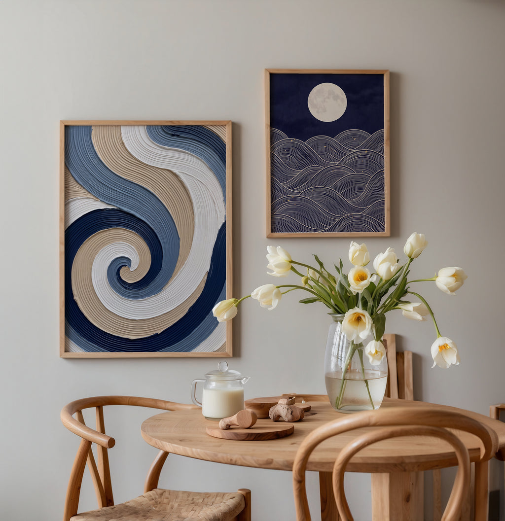 Indigo Spiral Poster – två posters i rum 3