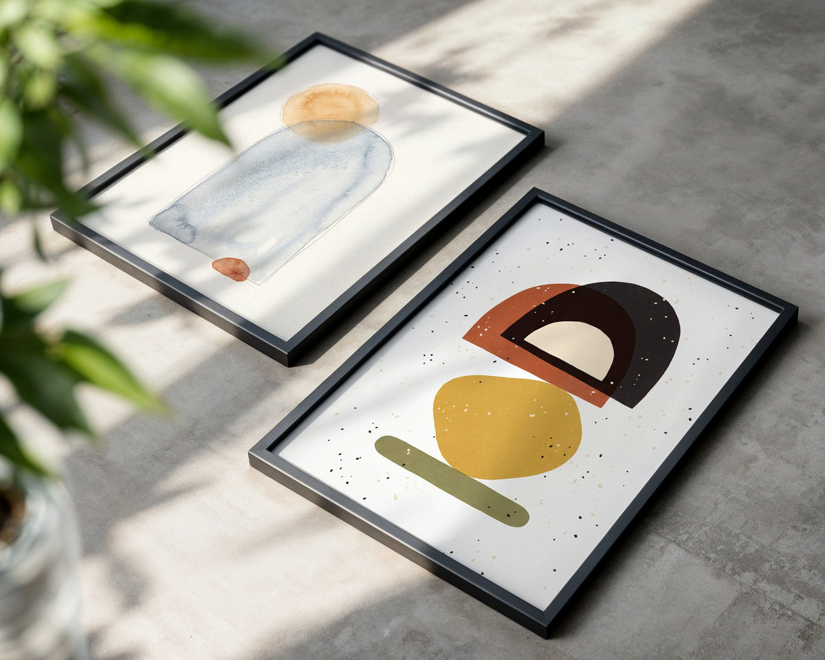 Mid-Century Balance Poster – två posters i rum 3