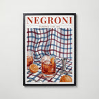 Negroni affisch i modern svart ram – stark kontrast och stil, Bozetto poster i hög tryckkvalitet